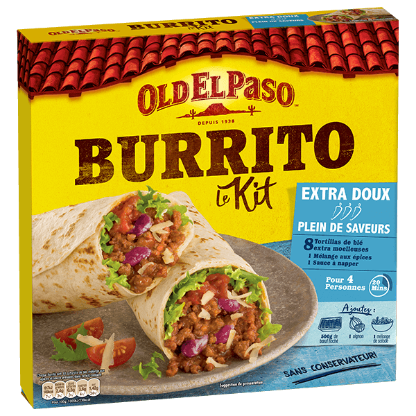 paquet de kit burrito extra doux Old El Paso 491g