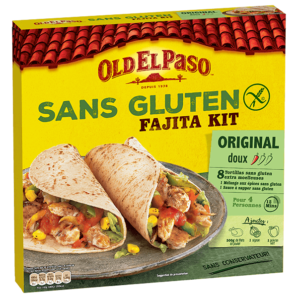 paquet de kit de fajitas douces originales sans gluten Old El Paso 462g