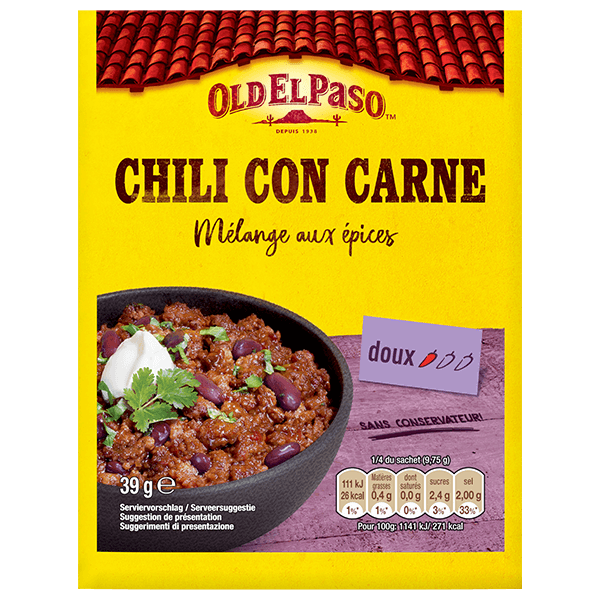 paquet de mélange d'épices pour chili con carne doux Old El Paso 39 g