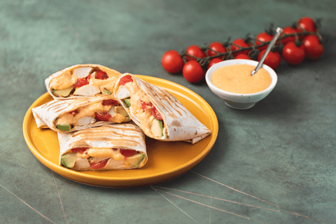 French Taco de restes de poulet rôti et avocat