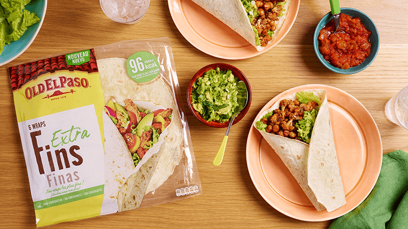 Wraps végétaliens de chou-fleur et pois chiches